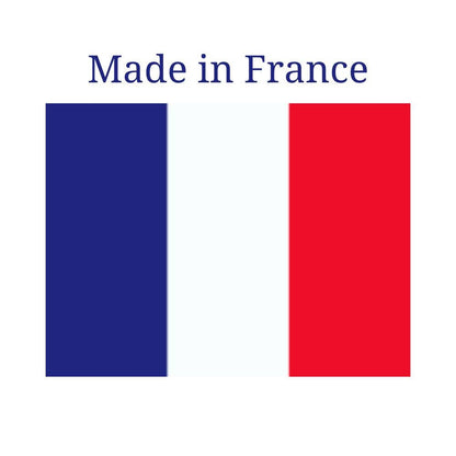 Made in France — French tricolor flag (blue, white, red vertical stripes) with "Made in France" text above in navy blue on white background; provenance badge for J. Herbin Les Subtiles scented inks