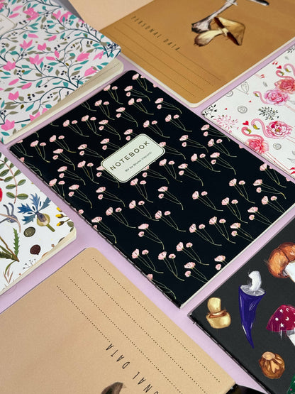 A5 Notebook; Poppies on Black - BV by Bruno Visconti