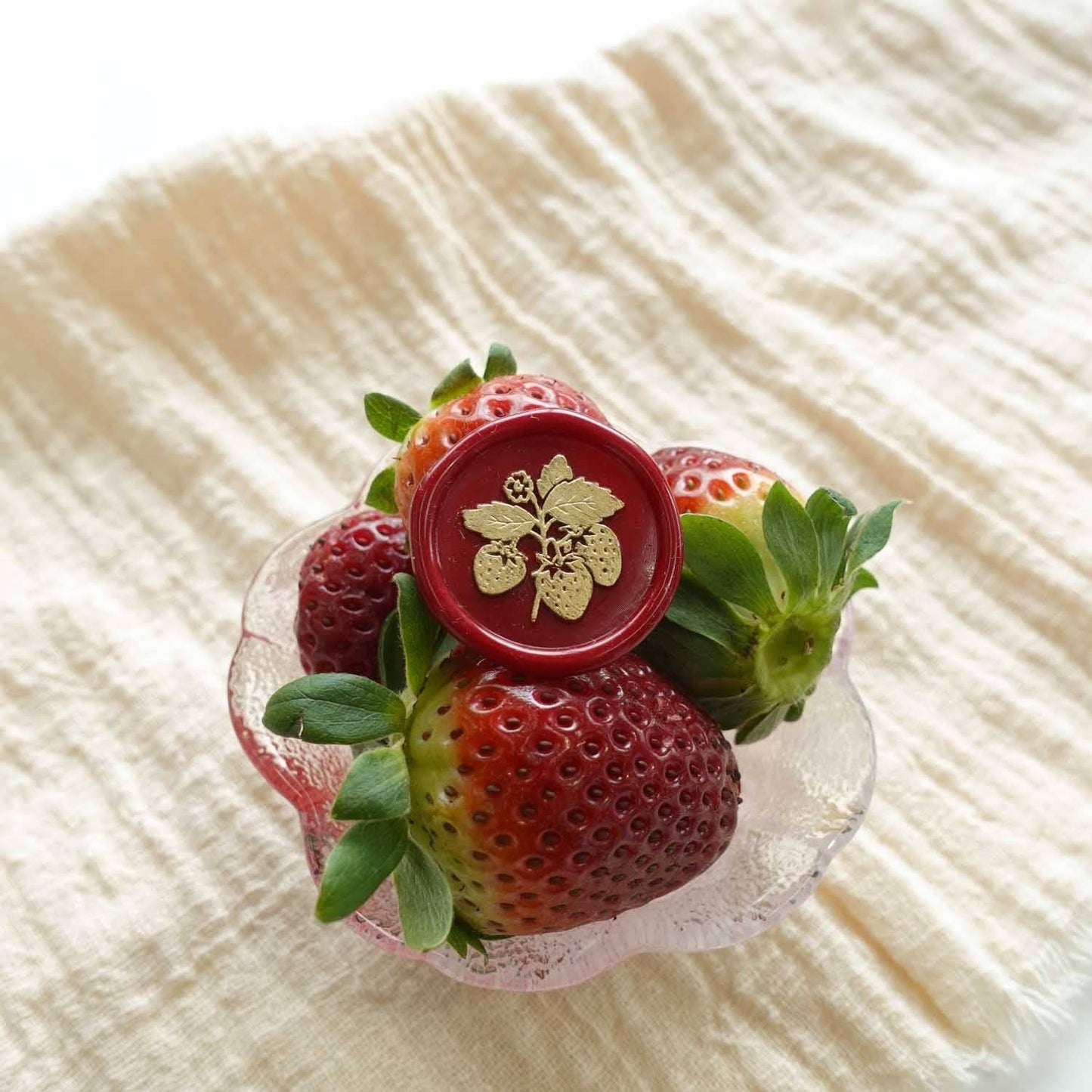 Wax Seal Stamp; Strawberry (With Handle, Gift Box, & Storage Bag)
