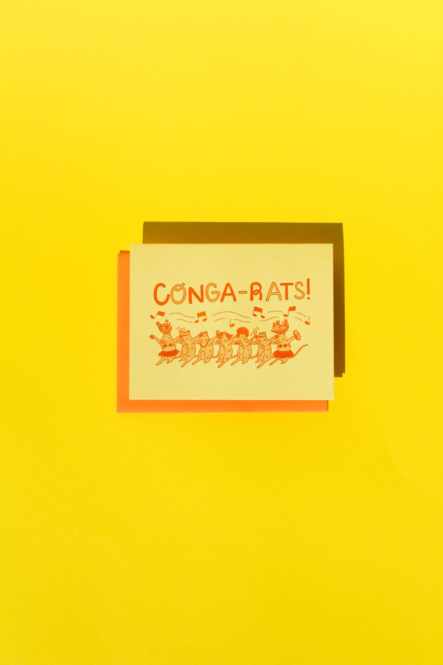 Letterpress Greeting Card; Conga-Rats By M.C. Pressure