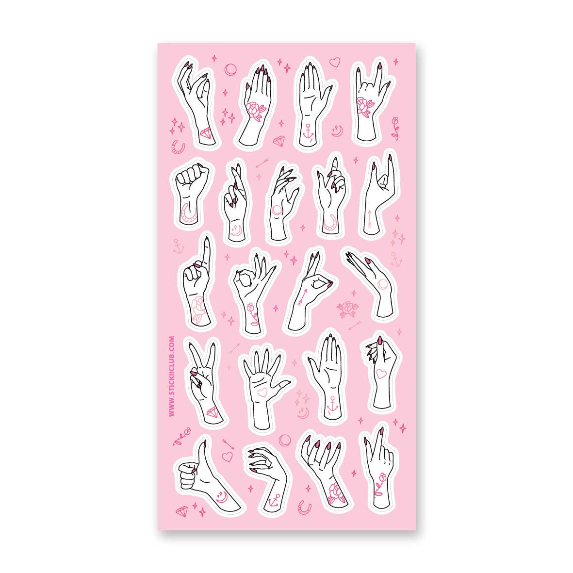 Sticker Sheet; Tattoo Hands