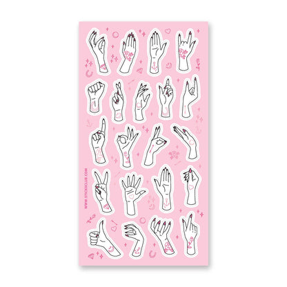Sticker Sheet; Tattoo Hands