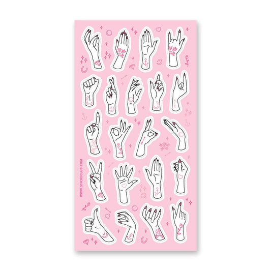Sticker Sheet; Tattoo Hands