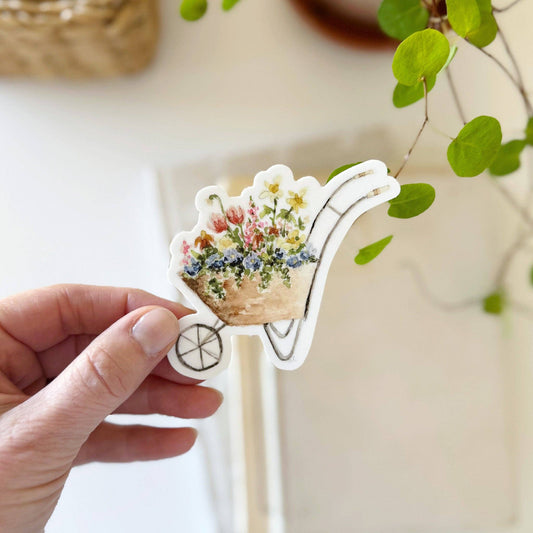Vinyl Sticker; Wheelbarrow By Emily Lex
