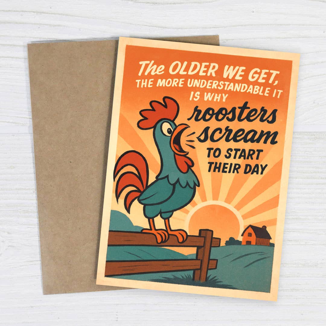 Birthday Card; Rooster Screaming (Funny)