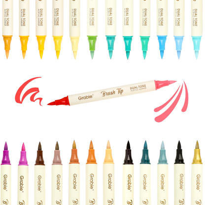 Acrylic Paint Marker Set of 36 (Dual Tone Brush Tip)