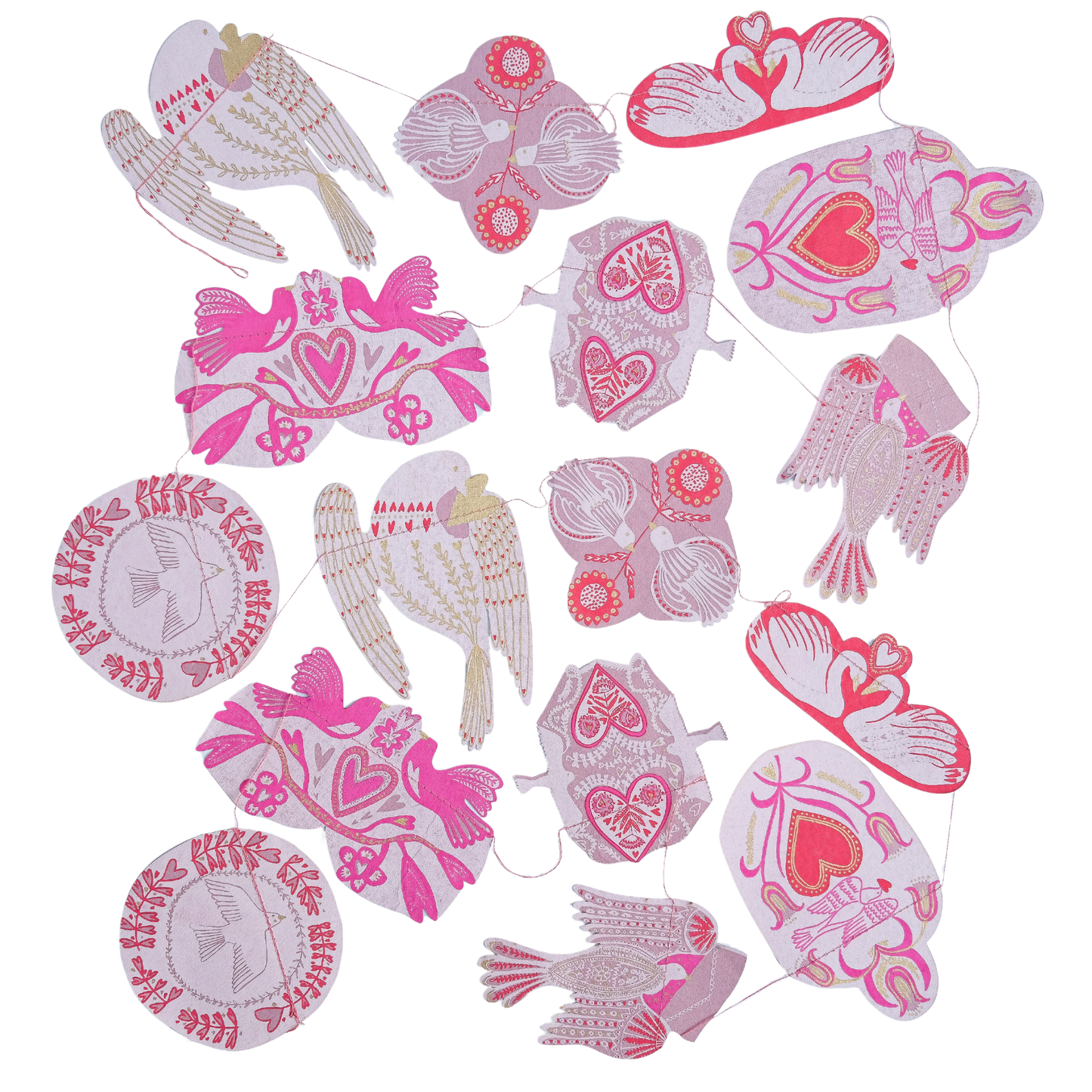 Sewn Garland; Love Birds