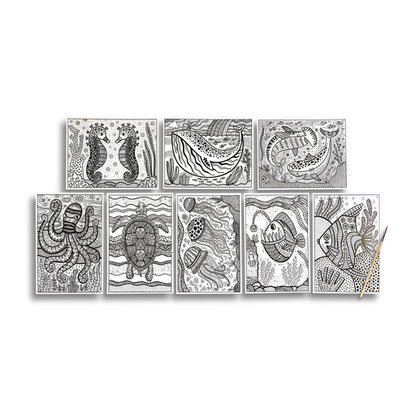 Ooly Hidden Colors: Magic Paint Sheets - Magic Ocean (9 PC Set)