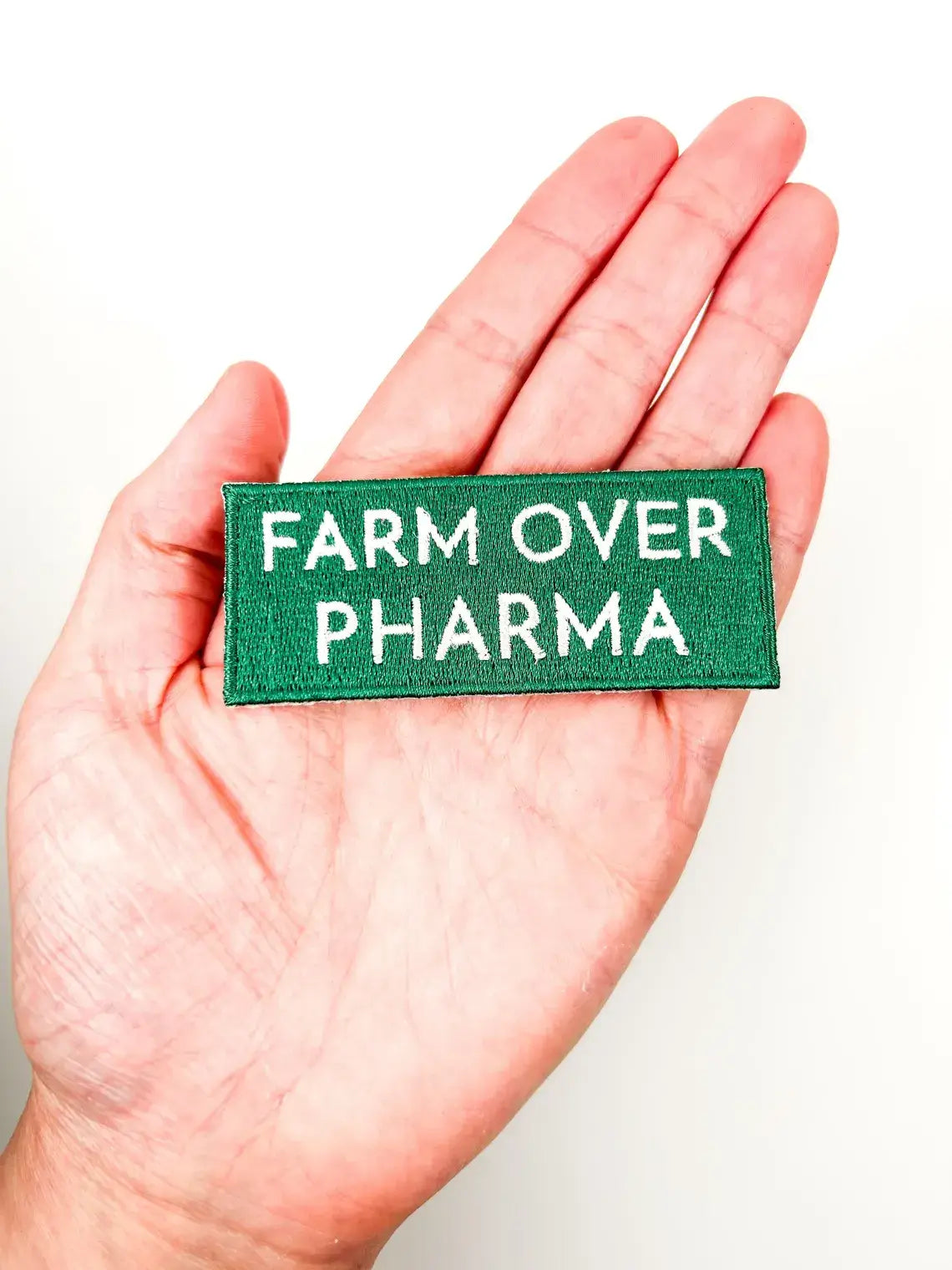 Iron-On Patch; Farm Over Pharma | Field Trip Threads