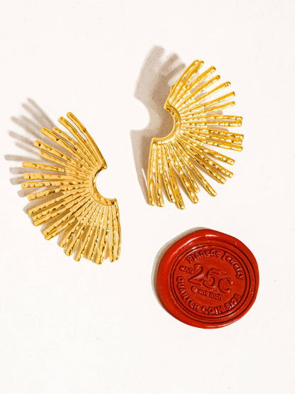 Sunburst Earring; Bisous 18K Gold Non-Tarnish
