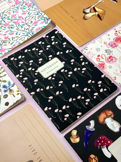 A5 Notebook; Poppies on Black - BV by Bruno Visconti