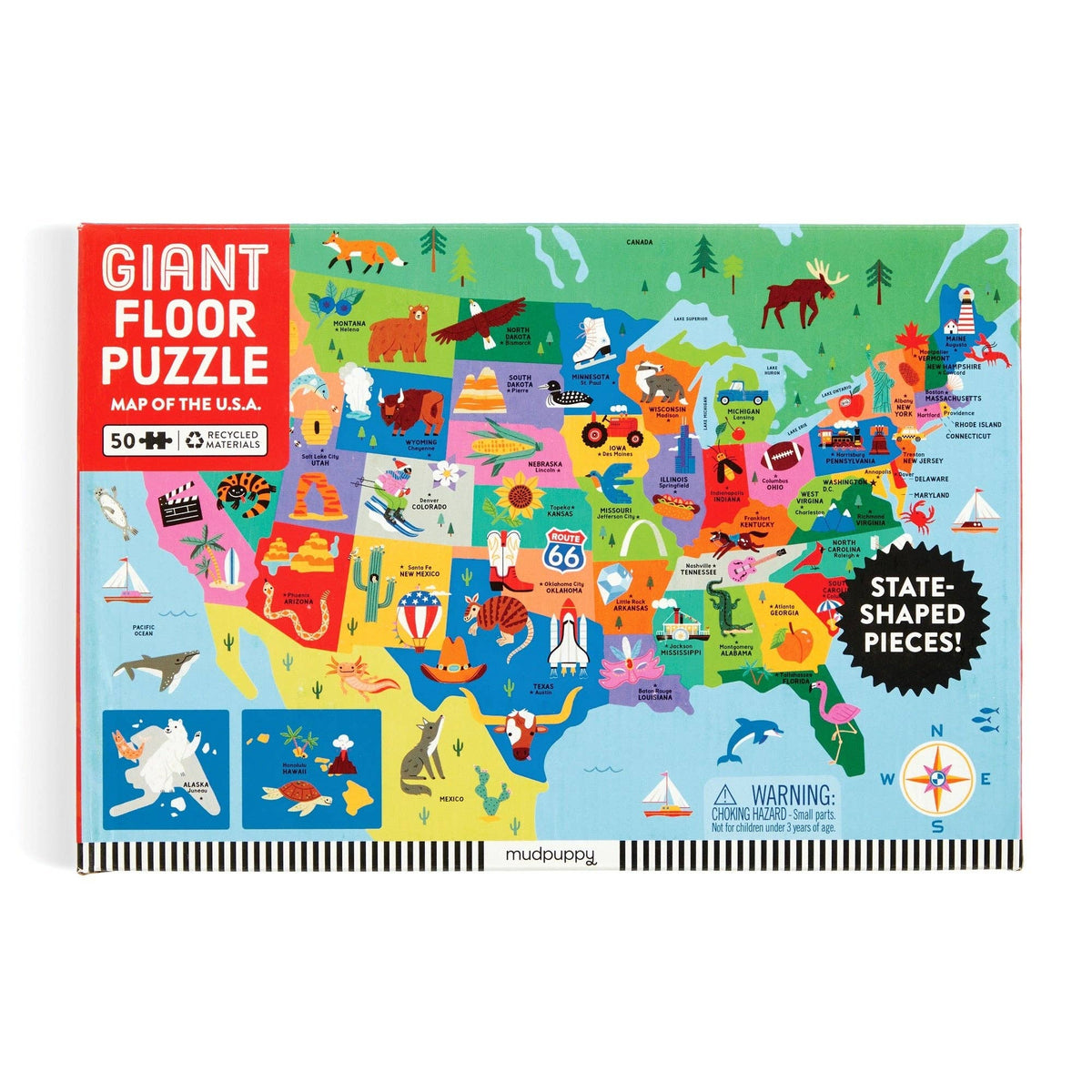 Jigsaw Puzzle; Map of the U.S.A. (50 Pieces)