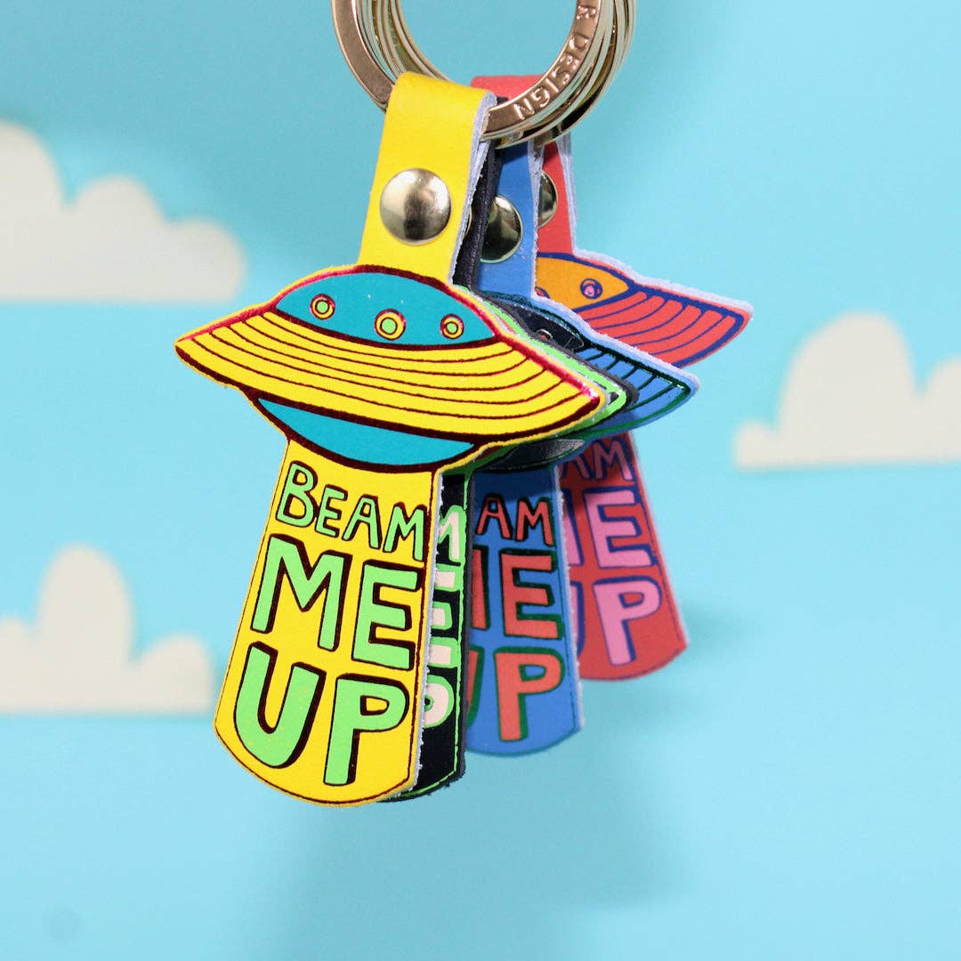 Leather Key Fob; UFO | Ark Colour Design