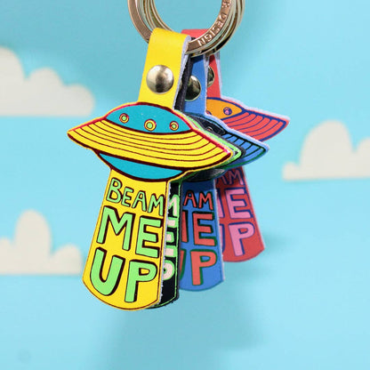 Leather Key Fob; UFO | Ark Colour Design