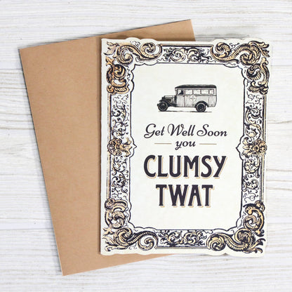 Sympathy Card; Get Well Soon You Clumsy Tw..(Funny Vintage Sympathy Card)