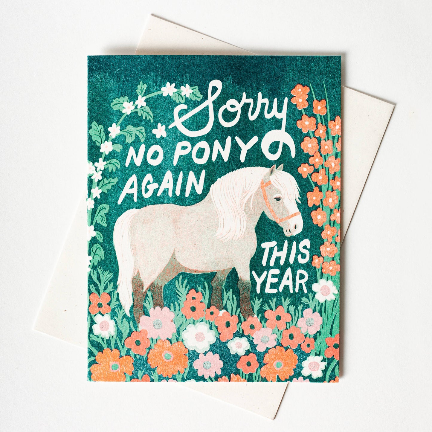 Birthday Card; No Pony Again (Risograph Card)
