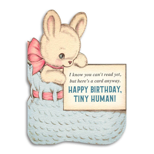 Birthday Card; Happy Birthday, Tiny Human! (Funny Greeting Card for Baby)