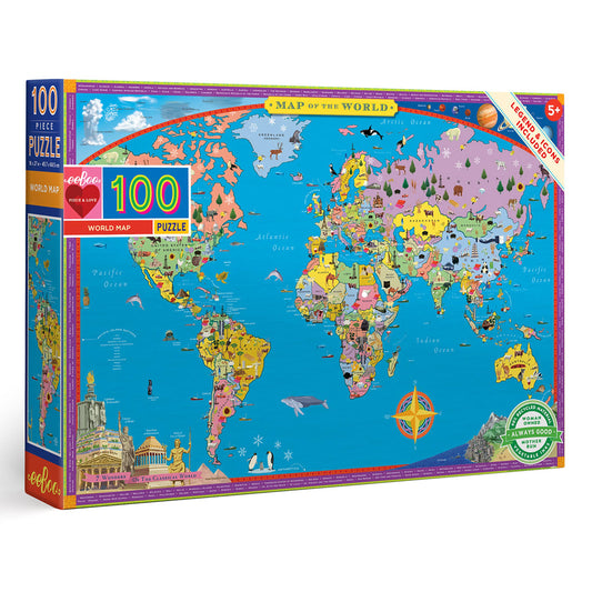 Eeboo Jigsaw Puzzle; World Map (100 Piece)