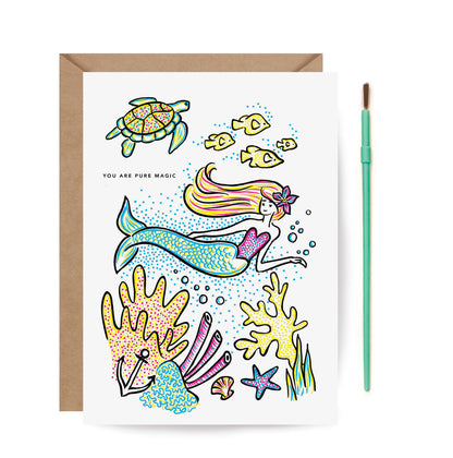 Greeting Card; Mermaid (Paint With Water)