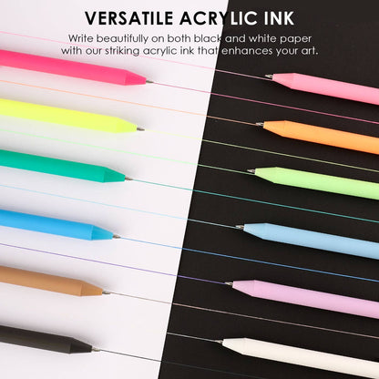Acrylic Gel Pen Set of 12; Retractable Colorflow