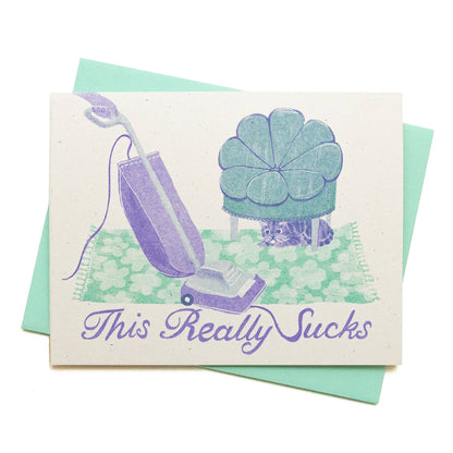 Greeting Card; This Really Sucks Cat (Risograph Card)