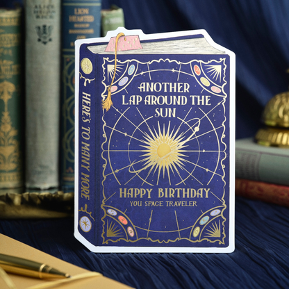 Birthday Card; Cosmos Birthday Book Cover (Die-cut Card)