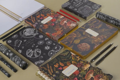 Daily Planner Journal; Forest Mushrooms (A5, Vegan Leather) - BV by Bruno Visconti