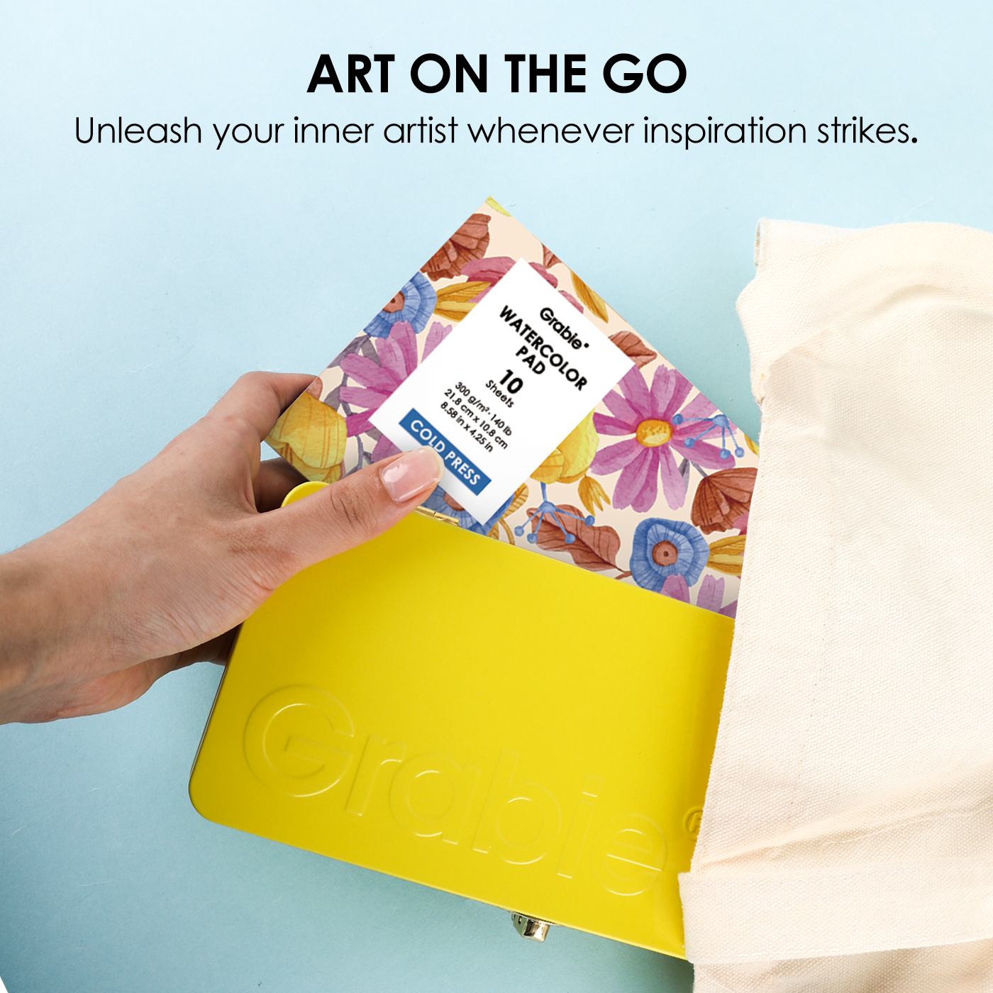 Grabie All-In-One Premium Watercolor Set of 50 (Paper, Pen, & 7 Brushes Included)