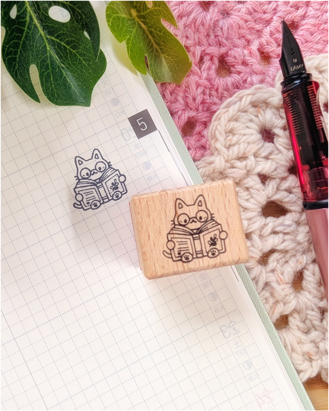 Wood Stamp; Literary Kitty | CC's Art Café