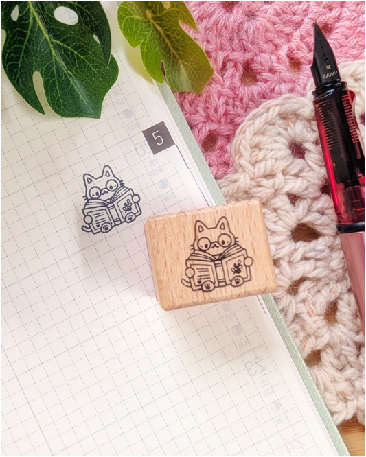 Wood Stamp; Literary Kitty | CC's Art Café