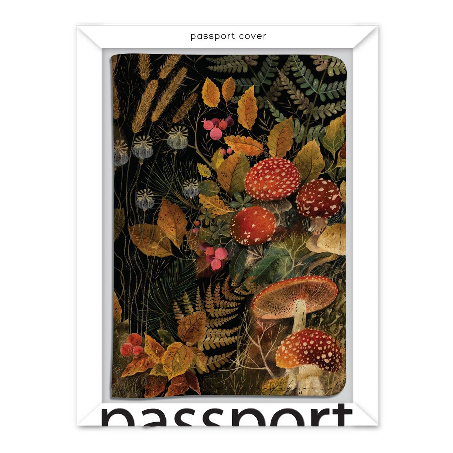 Passport Cover; Forest Mushrooms - BV by Bruno Visconti (Vegan Leather)