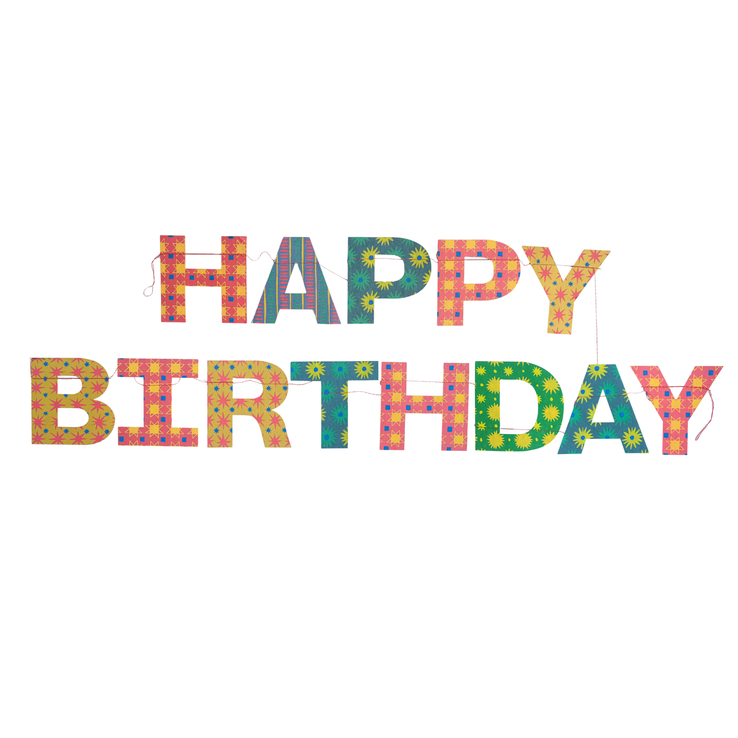 Sewn Garland; Bright Happy Birthday