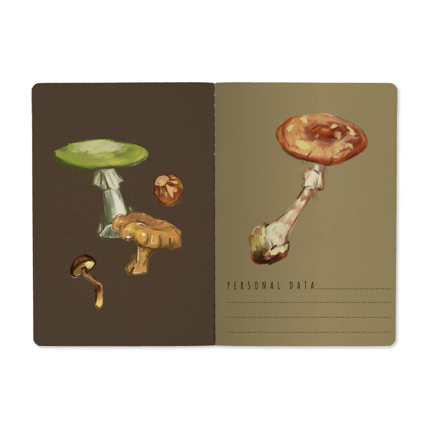 Notebook; Mushrooms on Black - BV by Bruno Visconti