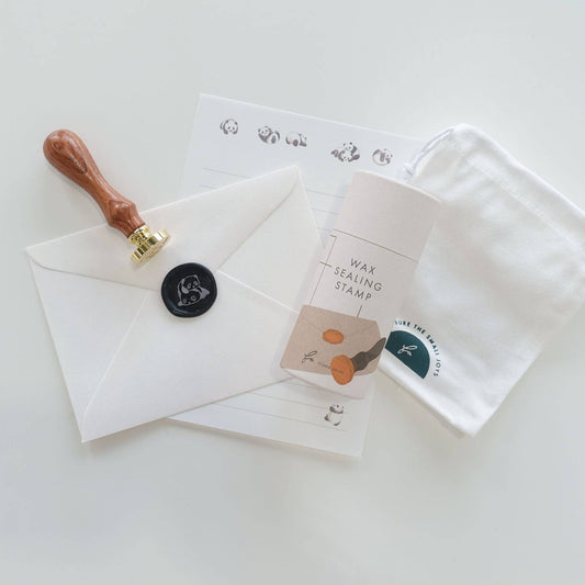 Wax Seal Stamp; Pandas (With Handle, Gift Box, & Storage Bag)