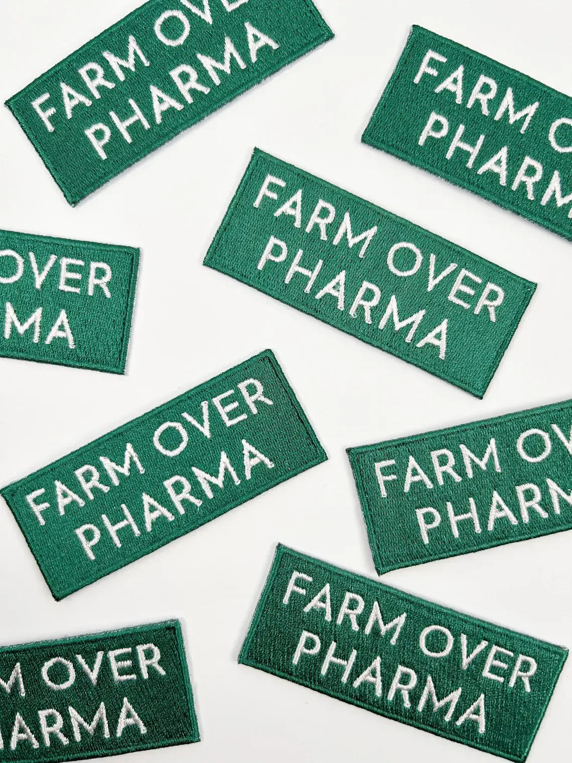 Iron-On Patch; Farm Over Pharma | Field Trip Threads