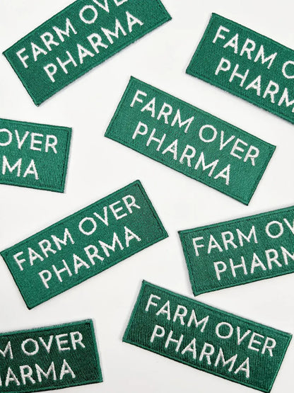 Iron-On Patch; Farm Over Pharma | Field Trip Threads