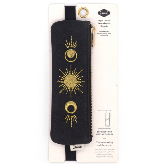 Embroidered Notebook Pouch; Moon Phase