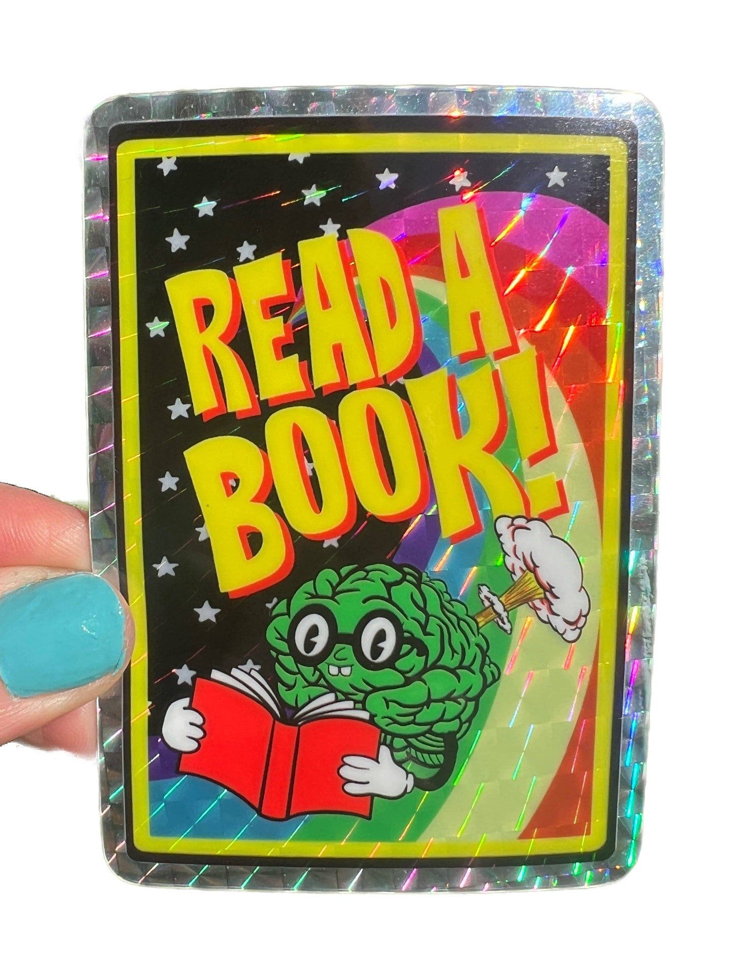 Vinyl Sticker; Read A Book (Glitter 3 Inch)