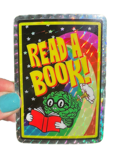 Vinyl Sticker; Read A Book (Glitter 3 Inch)