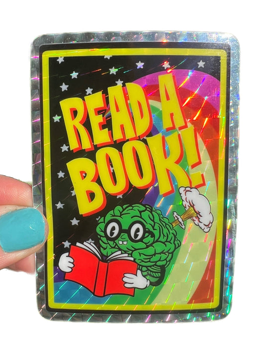 Vinyl Sticker; Read A Book (Glitter 3 Inch)