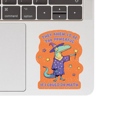 Vinyl Sticker; Math Wizard Lizard
