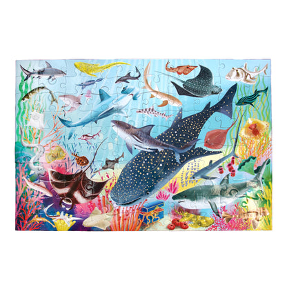 Eeboo Jigsaw Puzzle; Love of Sharks (100 Piece)