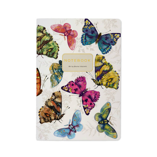 A5 Notebook; Butterflies on White - BV by Bruno Visconti
