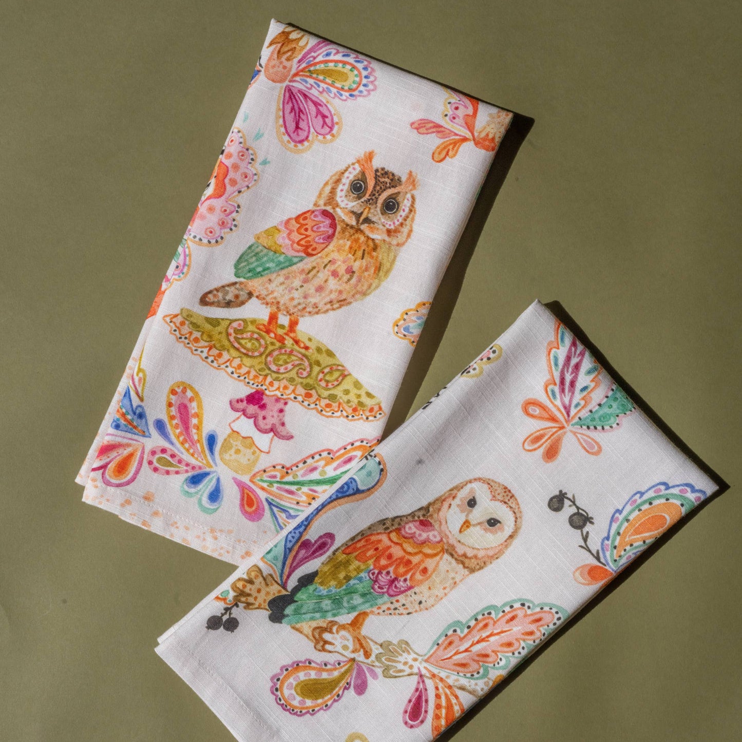 Tea Towel; Paisley Barn Owl By BETSY OLMSTED