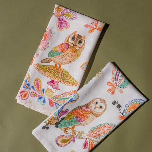 Tea Towel; Paisley Barn Owl By BETSY OLMSTED
