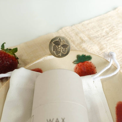 Wax Seal Stamp; Strawberry (With Handle, Gift Box, & Storage Bag)