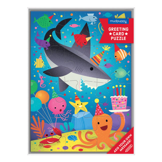 Greeting Card Puzzle; Shark Party (12 Pieces)