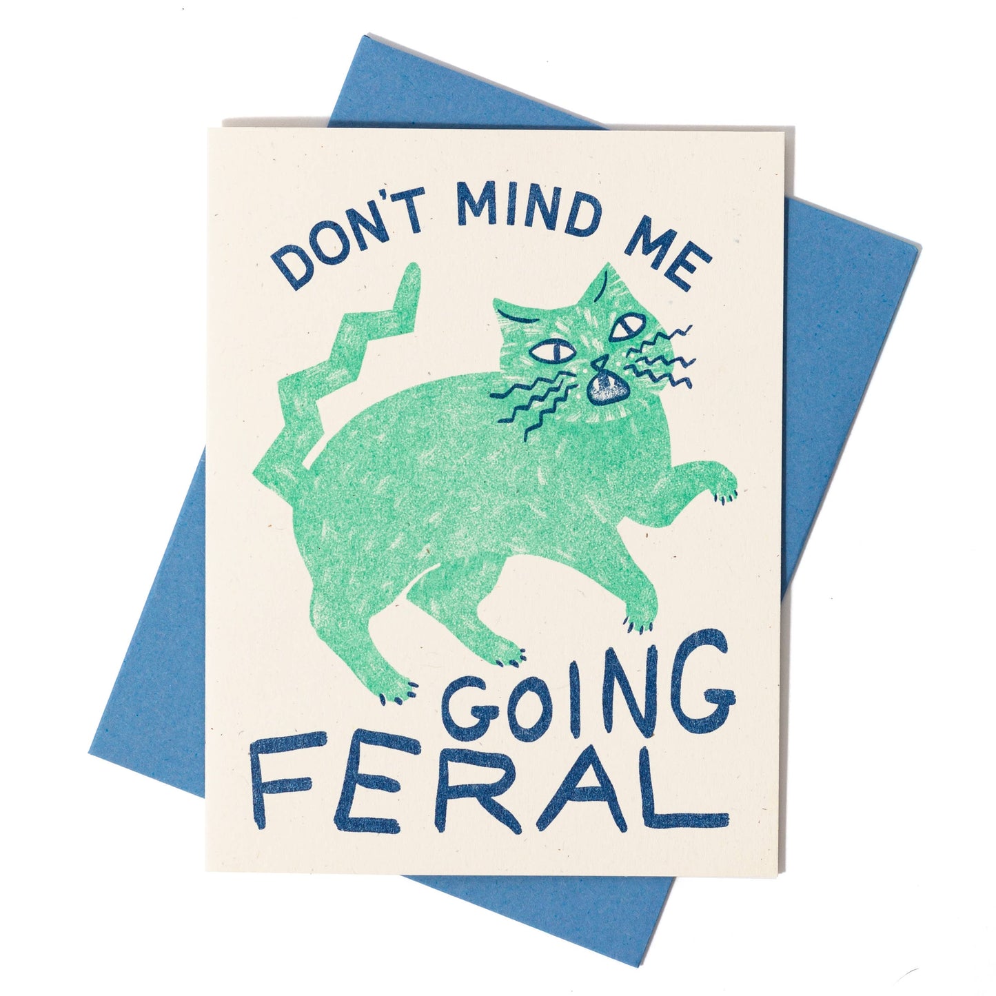 Greeting Card; Going Feral Cat (Risograph Card)