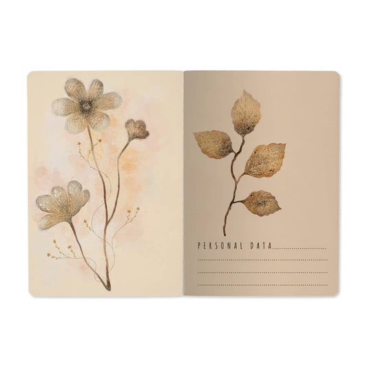 A5 Notebook; Blush and Golden Flowers - BV by Bruno Visconti