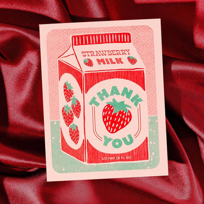 Thank You Card; Strawberry Milk (Risograph Card)
